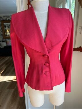 Rare Find Vintage 50’s  True Pink  Linen Shawl Collar Blazer